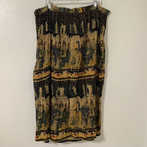 Gold Star Vintage Bohemian Hippie Indie Asian Inspired Wearable Art Maxi Skirt - Picture 4 of 8